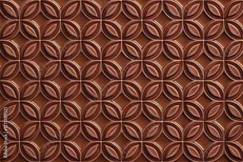 Brown Embossed Geometric Pattern Design with Subtle Depth and Texture for Decorative Applications