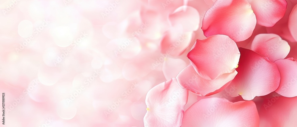Fototapeta premium Delicate Pink Rose Petals Blending into a Soft Bokeh Background Creating a Serene and Romantic Atmosphere for Elegant Designs