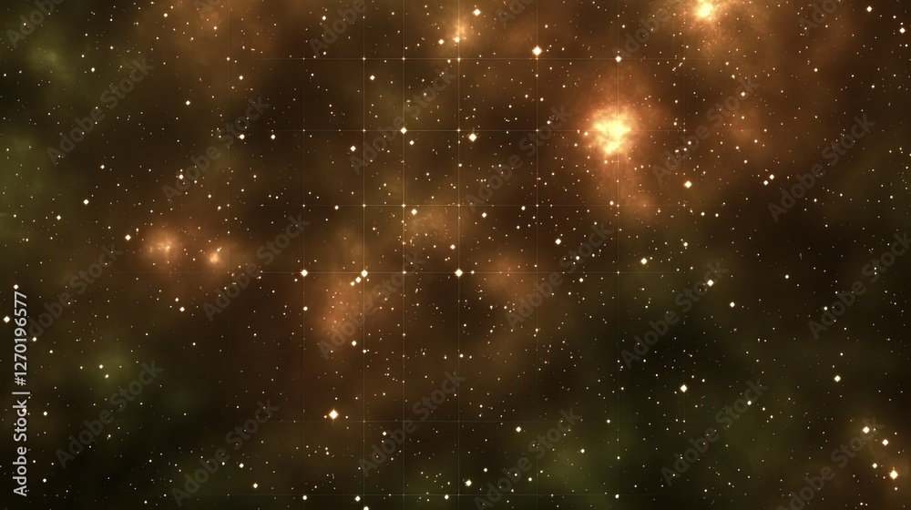 Fototapeta premium A digital grid pattern with glowing points of light, surrounded by soft space to add custom messages.