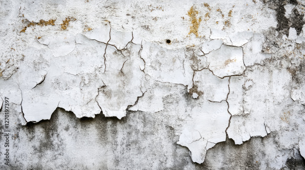 Obraz premium A grungy cracked cement wall with irregular fractures spreading across the surface, showing signs of wear and age.