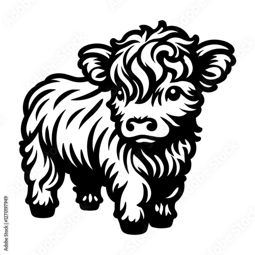 Highland Cow Calf Silhouette