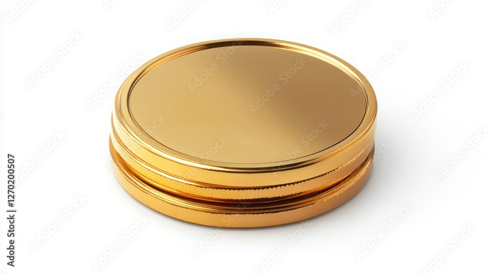 Two golden lids stacked on each other, creating a luxurious and elegant feel. The smooth, shiny surface reflects light beautifully.