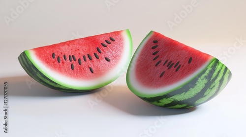 Two watermelon slices on a white background photo