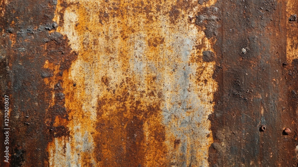 Fototapeta premium A weathered iron background with fine scratches, oxidation marks, and a raw industrial appearance.