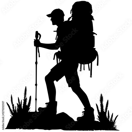 Solo hiking silhouette