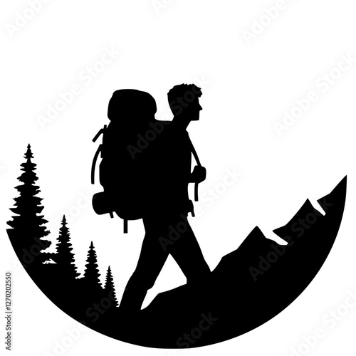 Solo hiking silhouette