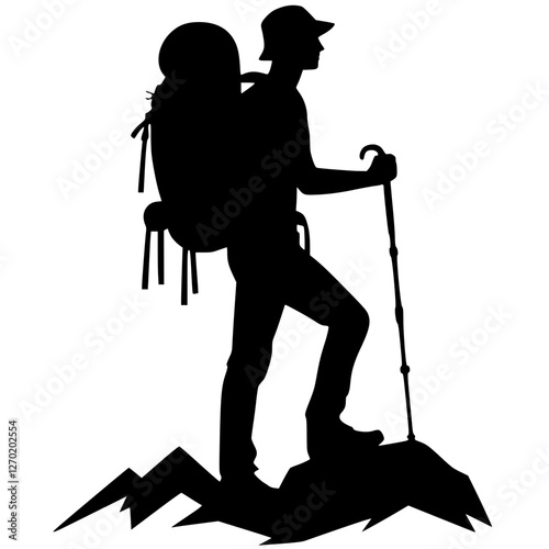 Solo hiking silhouette