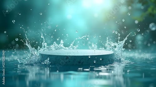 Product Platform with Water Splash.