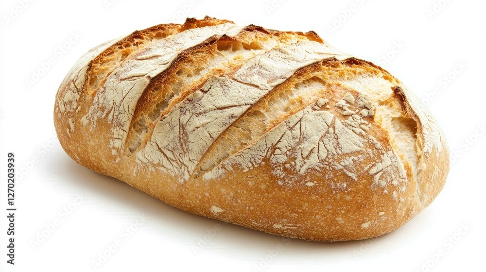 Freshly baked loaf of bread, rustic and crusty, isolated on white. Freshly baked loaf of bread, rustic and crusty, isolated on white.