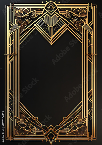 vintage Golden Antique Picture Frame designed as a decorative border for a blank picture on black background
