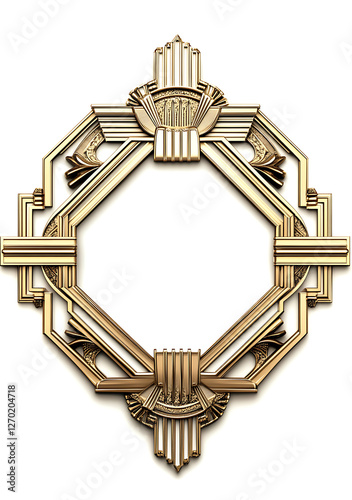 vintage Golden Antique Picture Frame designed as a decorative border for a blank picture on white background