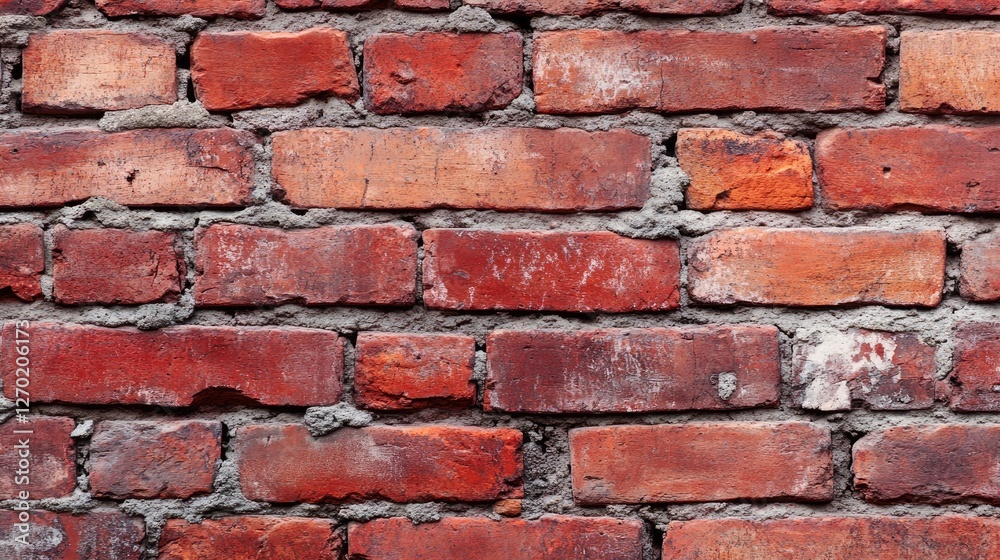 Fototapeta premium Old brick wall with rich, deep red tones and slightly worn-out edges, perfect for rustic backgrounds and textures.