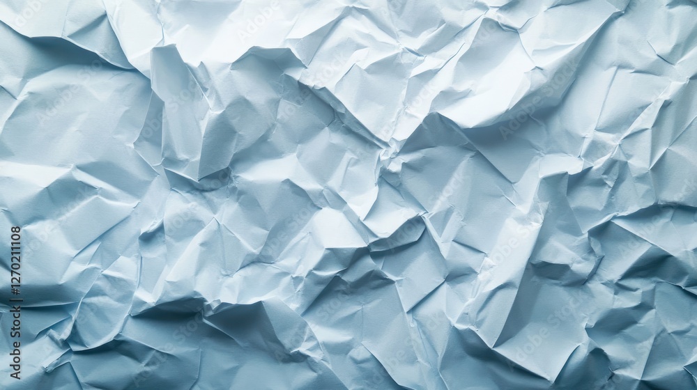 Obraz premium Crumpled blue paper texture creating an abstract background.