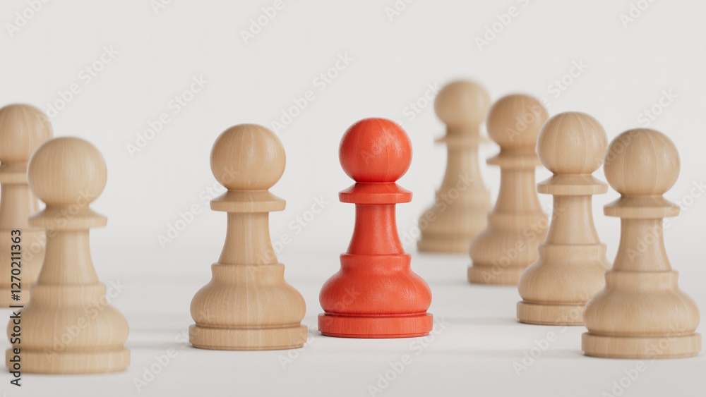 The conflict between two companies and a business, the rivalry of Leaders in blue and red leads a group of white employees to compete, Staff recruitment. The conflict between two companies and a business, the rivalry of Leaders in blue and red leads a group of white employees to compete, Staff recruitment.