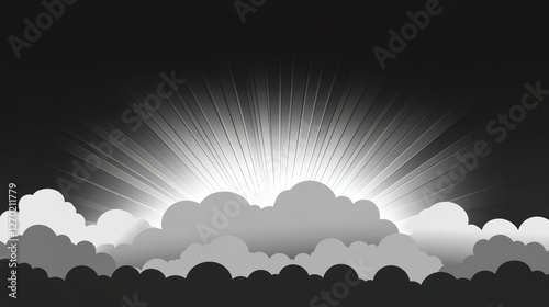 Dramatic sky with silver lining and clouds, celestial background art