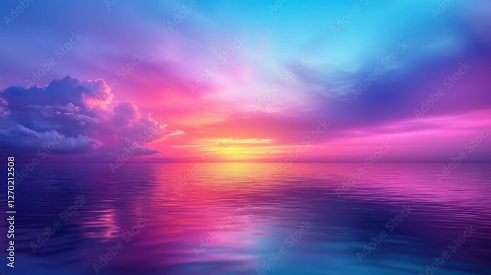 Serene sunset over tranquil ocean waters Serene sunset over tranquil ocean waters