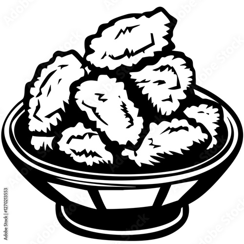 chicken nuggets, Doodle Food Illustrations: Hand-Sketched Vector Art for Branding, isolated, No background