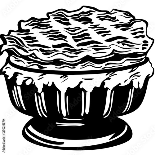 Lasagna, Doodle Food Illustrations: Hand-Sketched Vector Art for Branding, isolated, No background
