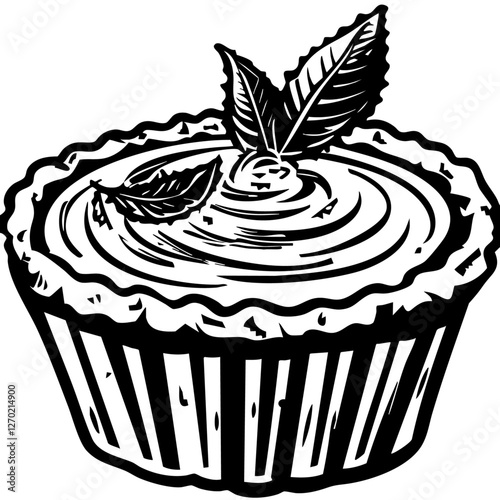 quiche, Minimalist Food Sketches: Classic Black and White Vector Illustrations, isolated, No background