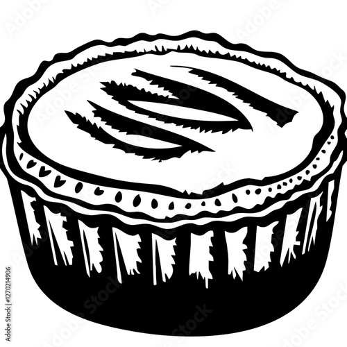 quiche, Minimalist Food Sketches: Classic Black and White Vector Illustrations, isolated, No background