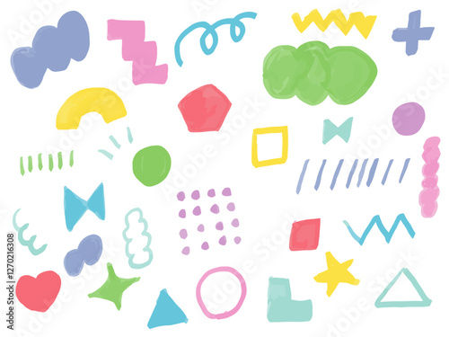 手描きあしらいセット　幾何学模様　カラフル