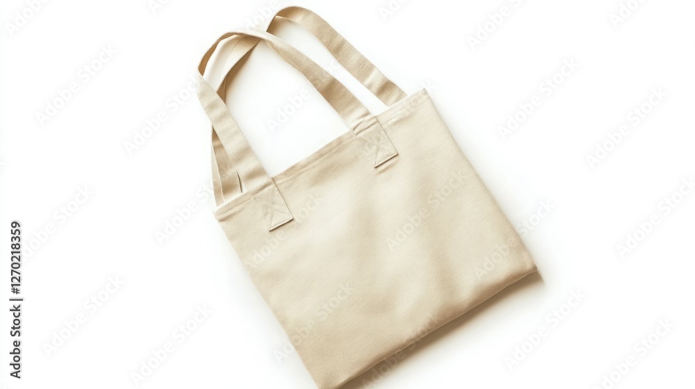 A simple, beige tote bag rests on a white background. Its neutral color and clean lines make it versatile and stylish. A simple, beige tote bag rests on a white background. Its neutral color and clean lines make it versatile and stylish.