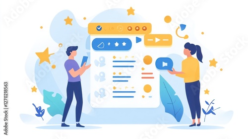 Team Collaboration Concept with User Interface Design and Teamwork