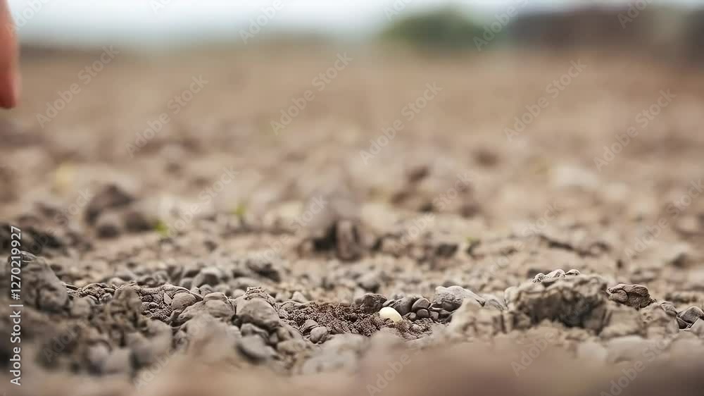 Extreme close-up of a hand carefully planting a single seed into fertile, tilled soil Extreme close-up of a hand carefully planting a single seed into fertile, tilled soil