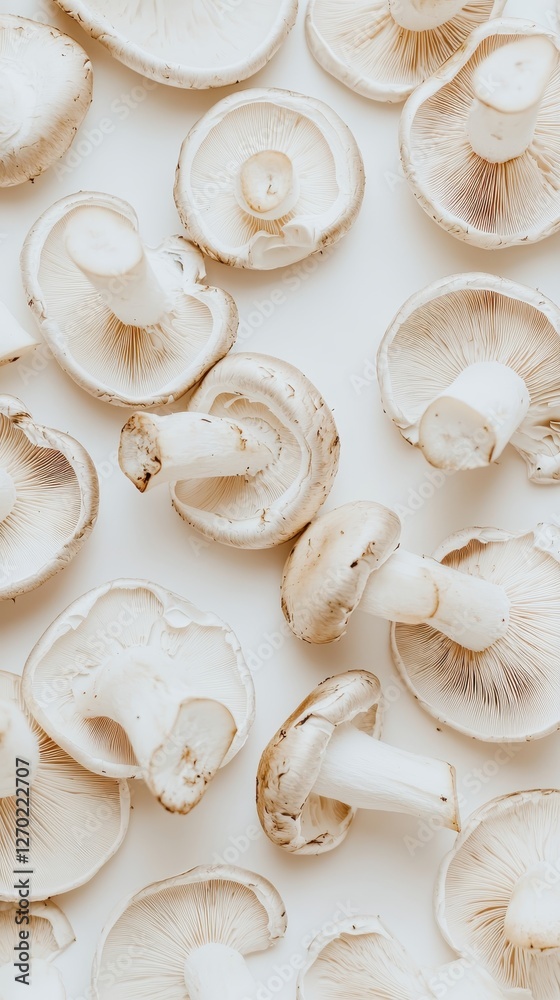Elegant Mushroom Still Life: A Creamy Collection of Fungi Elegant Mushroom Still Life: A Creamy Collection of Fungi