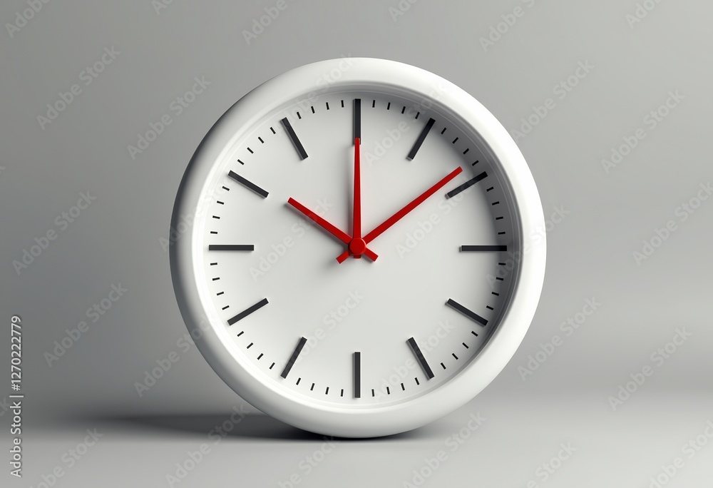 White and Red Timepiece 3D Render: Simple Clock Design on Light Grey Background - Modern, Minimalist Design for Visuals and Concepts
White and Red Timepiece 3D Render: Simple Clock Design on Light Grey Background - Modern, Minimalist Design for Visuals and Concepts