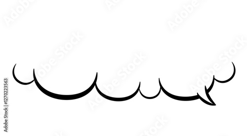 吹き出し＿シンプルなもくもく雲型下半分_思い＿吹き出し口右_白背景