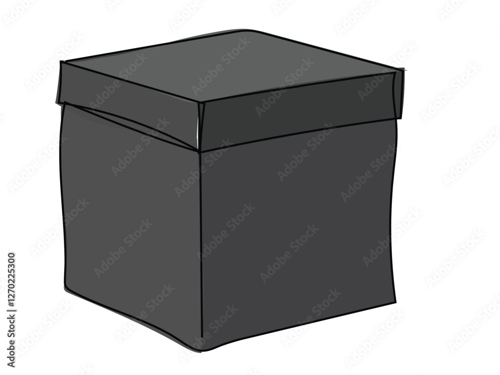 Box in continuous line drawing style on white background. Box in continuous line drawing style on white background.