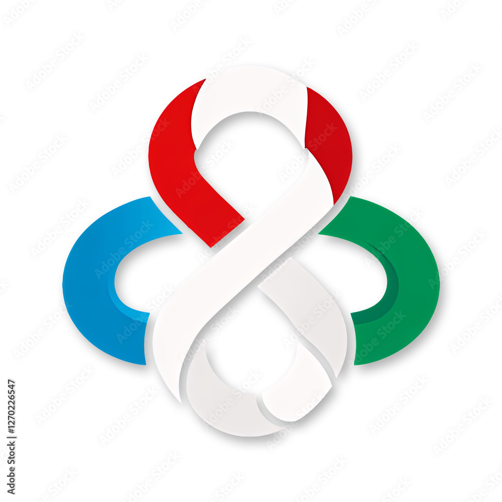 3D Interwoven Loop Symbol in Red, White, Blue, and Green PNG Transparent 3D Interwoven Loop Symbol in Red, White, Blue, and Green PNG Transparent