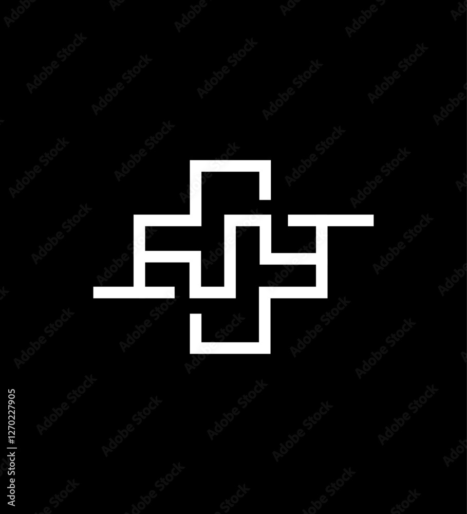 Obraz premium Abstract Medical Maze Logo Design Healthcare Puzzle Solution
