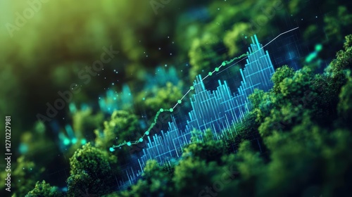 Lush Green Tree with a Vibrant Growth Graph Depicting Environmental Data in a Natural Setting Representing Sustainability and Eco Awareness in Nature