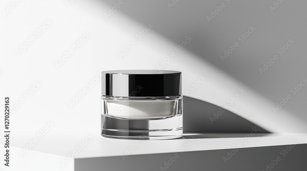 Elegant Skincare Jar on a Minimalist Surface with Soft Shadows Elegant Skincare Jar on a Minimalist Surface with Soft Shadows