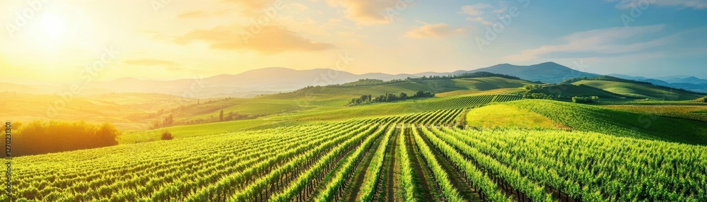Lush Green Grass Field Underneath a Vast Blue Sky with Majestic Mountains in the Background Creating a Peaceful and Inviting Natural Landscape Scene Lush Green Grass Field Underneath a Vast Blue Sky with Majestic Mountains in the Background Creating a Peaceful and Inviting Natural Landscape Scene