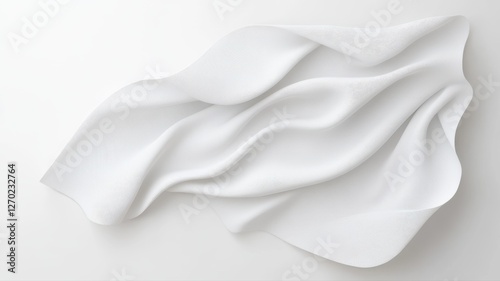 Abstract white fabric with soft folds and shadows creating a minimalist and elegant aesthetic.