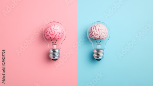 Wallpaper Mural Two Light Bulbs and Brain Models Torontodigital.ca