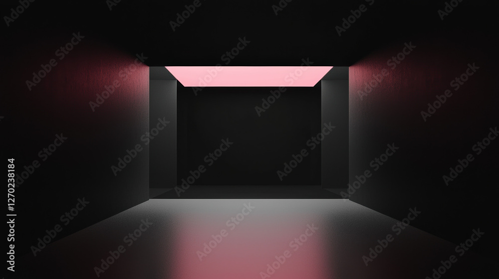 Obraz premium A minimalist modern black background with a pink highlight 