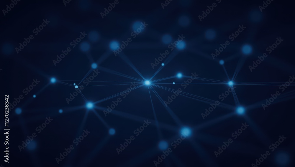 Naklejka premium Network Visualization with Glowing Connected Nodes and Points