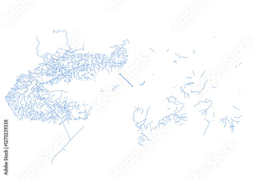 vector map of waterway  in tai po district in hongkong with black and white theme