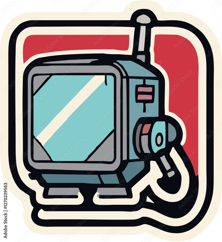 Naklejka premium Retro Futuristic TV Cartoon – Tech Sticker