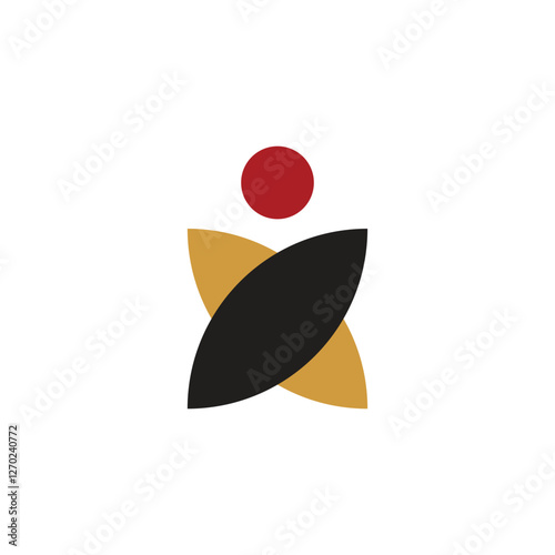 Two people hugging icon logo. The simple logo of flowers and circles resembles people embracing.