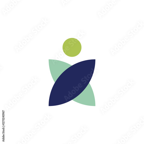 Two people hugging icon logo. The simple logo of flowers and circles resembles people embracing.