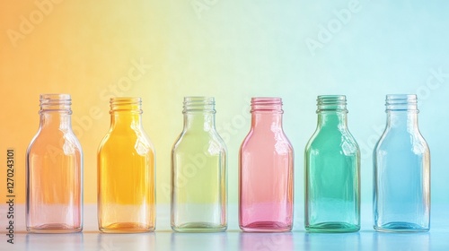 Wallpaper Mural Rainbow Glass Bottles Lineup Against Sunrise Hue Backdrop Torontodigital.ca