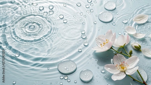 Minimalist Water Background with Water Drops - Tranquil Nature Scene, Refreshing Aesthetic, Clean Design, Perfect for Calm and Serene Settings, Ideal for Backgrounds and Textures
