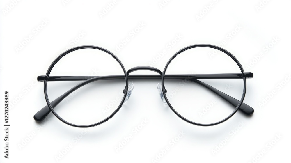 Classic round eyeglasses with a sleek black frame. Perfect for adding a touch of vintage style to any look. Classic round eyeglasses with a sleek black frame. Perfect for adding a touch of vintage style to any look.
