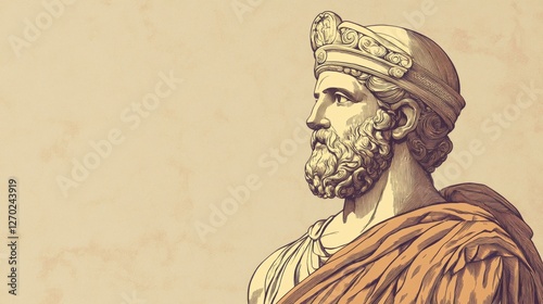 Wallpaper Mural Vintage Style depiction of Hermes god portrait with draped robe and bearded face Torontodigital.ca