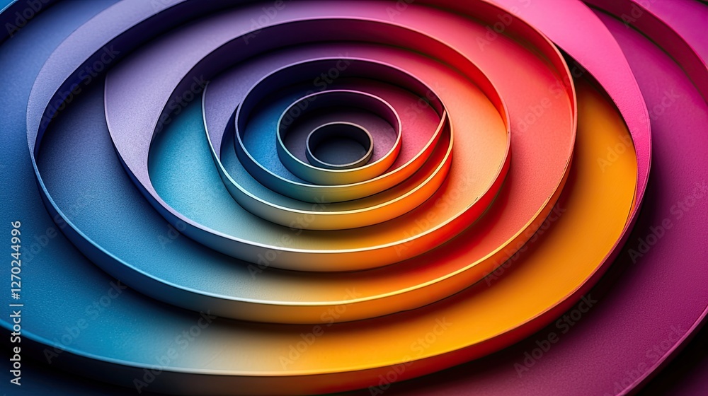 Vibrant concentric circles in gradient colors create a dynamic visual effect, suitable for backgrounds